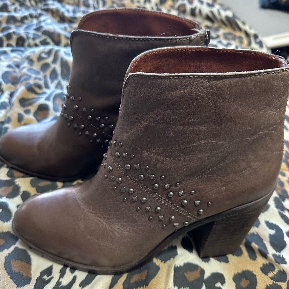Lucky Brand Sancha Brindle Leather Bootie, Size 8.5